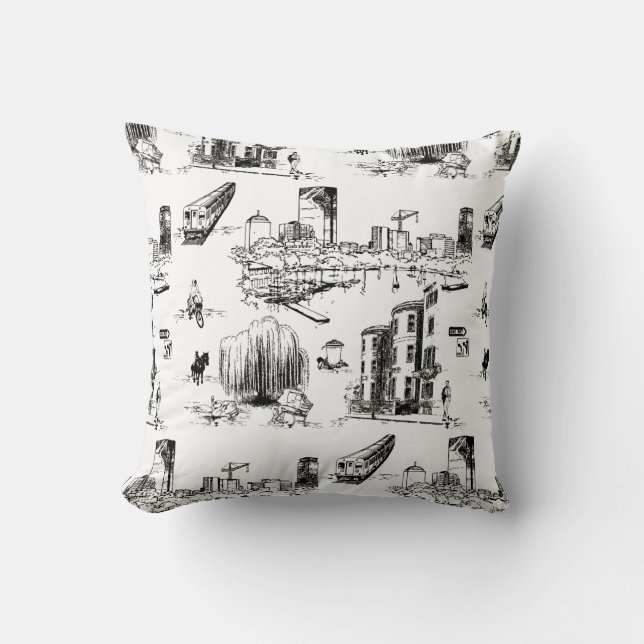 Boston Toile Throw Kissen (Vorderseite)
