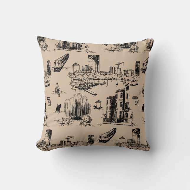 Boston Toile Throw Kissen (Vorderseite)