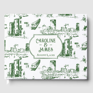 Boston Toile Waldgrün Personalisiertes Gästebuch