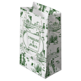 Boston Toile Waldgrüne personalisierte Geschenktas Kleine Geschenktüte