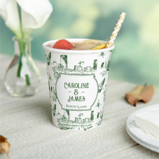 Boston Toile Waldgrüne personalisierte Papiertasse Pappbecher