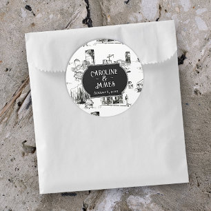 Boston Toile Wedding Personalisiert 3" Aufkleber