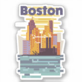 Boston Travel Poster Aufkleber (Vorderseite)