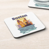 Boston Travel Poster Getränkeuntersetzer (Linke Seite)