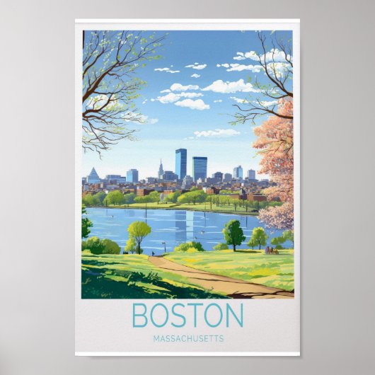 Boston Travel Poster - Massachusetts Wall Art (Vorne)