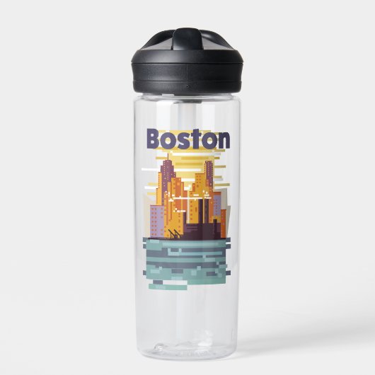 Boston Travel Poster Trinkflasche (Vorderseite)