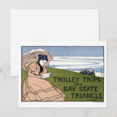 Boston Trolley Vintage Poster restauriert Postkarte (Vorne/Hinten)