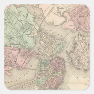 Boston und Vicinity Quadratischer Aufkleber