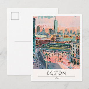 Boston USA Vintage Kunst Illustration Reise Postkarte