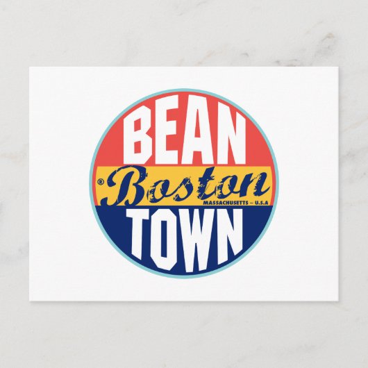 Boston Vintag Label Postkarte (Vorderseite)