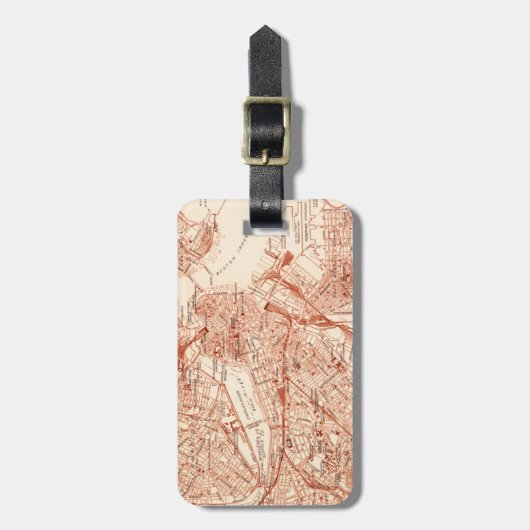 Boston Vintag Map Tag Gepäckanhänger (Vorderseite vertikal)