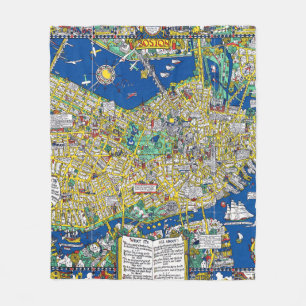 Boston Vintage Altstadt Karte USA Geografie USA Fleecedecke