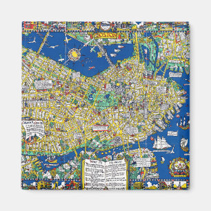 Boston Vintage Altstadt Karte USA Geografie USA Magnet