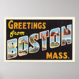 Boston Vintage Travel Postcard Zurück Poster