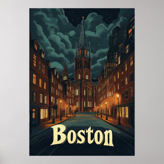 Boston Vintage Travel Poster (Vorne)