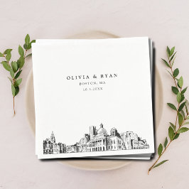 Boston Wedding Cocktail Napkin Serviette