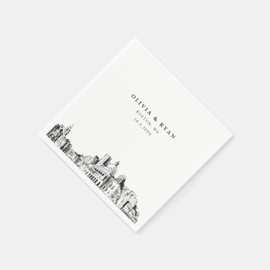 Boston Wedding Cocktail Napkin Serviette (Ecke)
