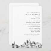 Boston Wedding Elegant Skyline Einladung (Vorne/Hinten)