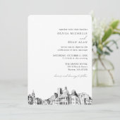 Boston Wedding Elegant Skyline Einladung (Stehend Vorderseite)