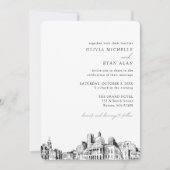 Boston Wedding Elegant Skyline Einladung (Vorderseite)