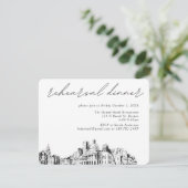 Boston Wedding Elegante Sketch Probe Dinner Begleitkarte (Stehend Vorderseite)