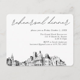 Boston Wedding Elegante Sketch Probe Dinner Begleitkarte