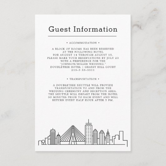 Boston Wedding | Gästebuch Begleitkarte (Vorderseite)