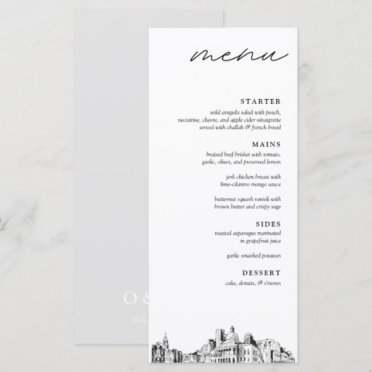 Boston Wedding Reception Dinner Menu Menükarte (Vorne/Hinten)