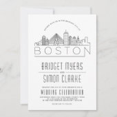Boston Wedding | Stilisierte Skyline-Einladung Einladung (Vorderseite)