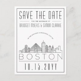 Boston Wedding | Stilisierte Skyline Save the Date Postkarte