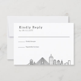 Boston Wedding | Stilisierte Skyline-UAWG RSVP Karte