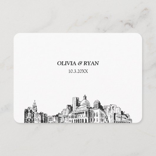 Boston Wedding Traditional UAWG Meal Option Begleitkarte (Rückseite)