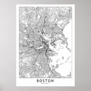 Boston White Map Poster