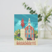 Boston willkommen bei Massachusetts Vintage Travel Postkarte (Stehend Vorderseite)