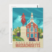 Boston willkommen bei Massachusetts Vintage Travel Postkarte (Vorne/Hinten)