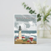 Boston willkommen bei Massachusetts Vintage Travel Postkarte (Stehend Vorderseite)