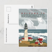 Boston willkommen bei Massachusetts Vintage Travel Postkarte (Vorne/Hinten)