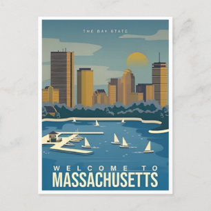 Boston Willkommen in Massachusetts Vintage Reise  Postkarte