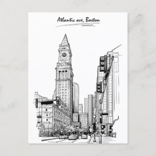 Boston Willkommen in Massachusetts Vintage Reise Postkarte
