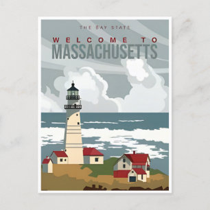 Boston Willkommen in Massachusetts Vintage Reise  Postkarte