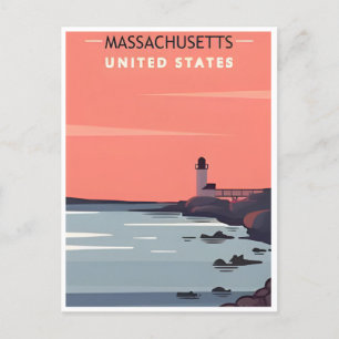 Boston Willkommen in Massachusetts Vintage Reise  Postkarte