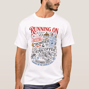 Boston Winterlauf-Clam Chowder und Eiskaffee T-Shirt