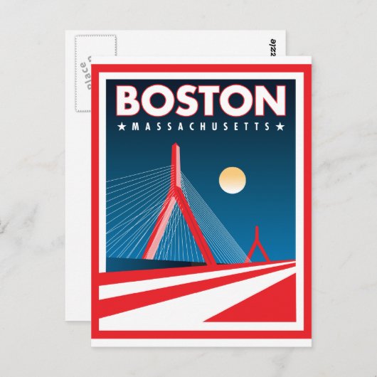 Boston Zakim Bridge Postkarte (Vorne/Hinten)