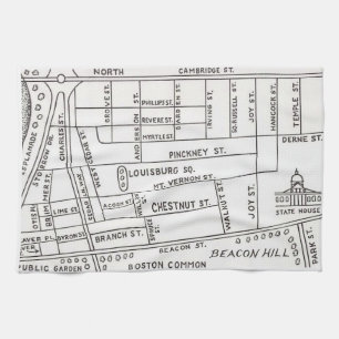 Bostoner Beacon Hill Map Geschirrtuch
