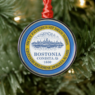Bostoner City Flag (Massachusetts) Keramik Orname Ornament Aus Metall