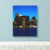 Bostoner Skyline mit dem Mond Leinwanddruck (Insitu (Holzboden))