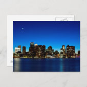 Bostoner Skyline mit dem Mond Postkarte (Vorne/Hinten)