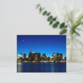 Bostoner Skyline mit dem Mond Postkarte (Stehend Vorderseite)