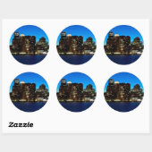 Bostoner Skyline mit dem Mond Runder Aufkleber (Blatt)