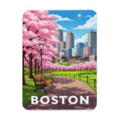 Bostoner Skyline unter blühenden Kirschblüten Magnet (Vertikal)